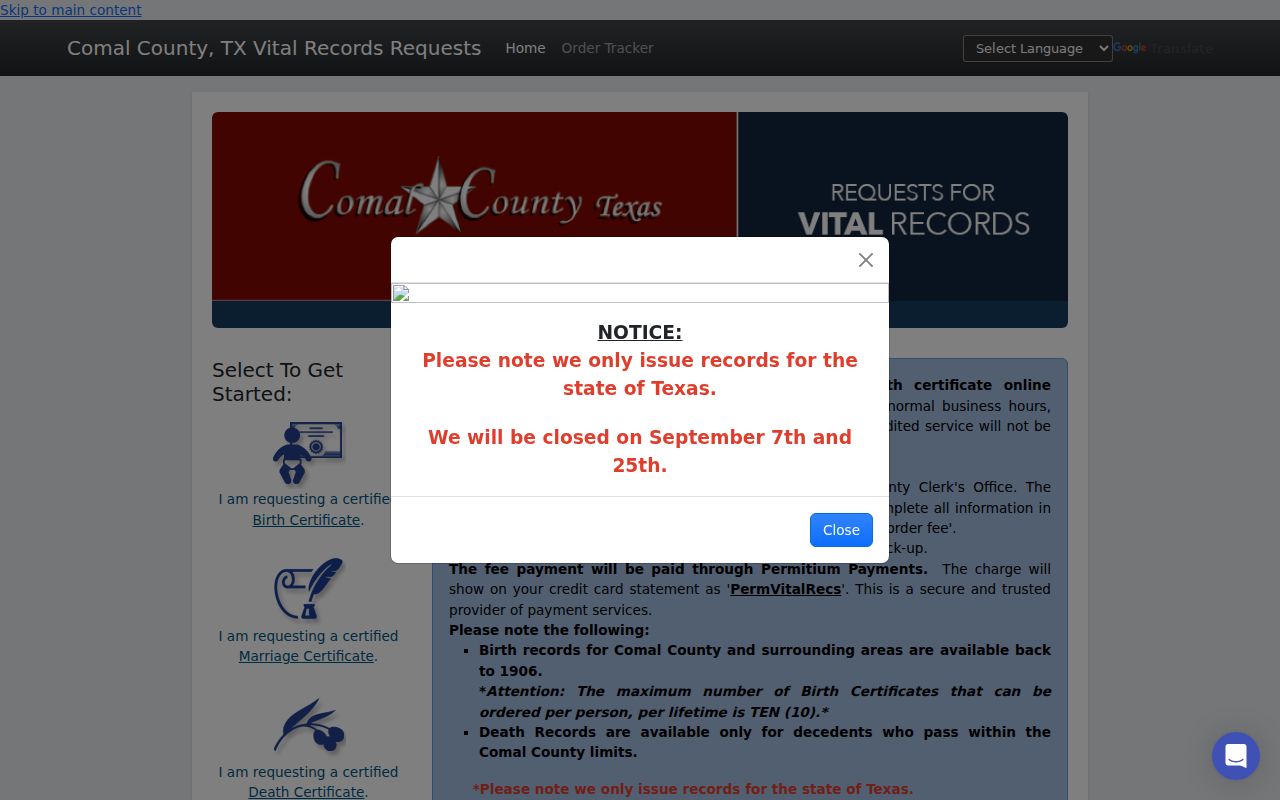 New Braunfels resident lookup Comal vital records ordering