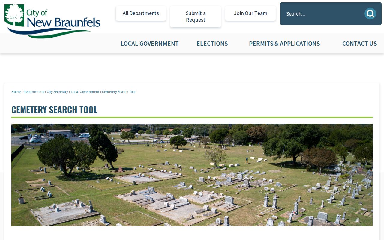 New Braunfels resident lookup cemetery name and plot search